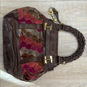 Braided handle leather Fossil purse